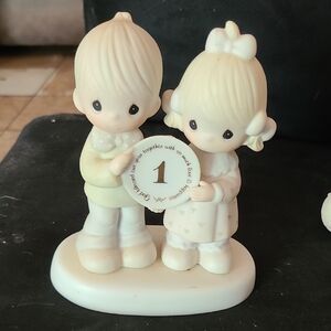 Precious Moments Cream and White One Year Anniversary Figurine